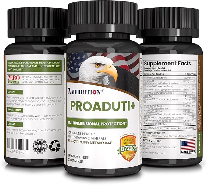 PROADUTI+ - Premium Multivitamin Complex for Men and Women - 60 Tablets to Boost Energy, Vitality, and Immune Health