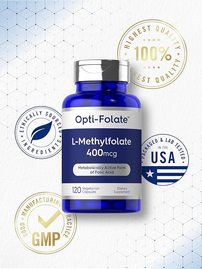Carlyle L Methylfolate 400mcg | 120 Capsules | Vegetarian | Non-GMO, Gluten Free | Optimized and Activated Methyl Folate | by Opti-Folate