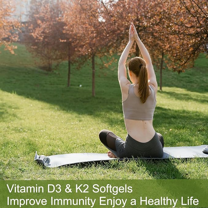 300 Pcs 2 in 1 Vitamin D3 10000 iu Plus K2 (MK-7) 200 mcg, Coconut Oil Softgels with Vitamins D & K, Supports Bone, Heart & Immune Health - Easy to Swallow & Non-GMO