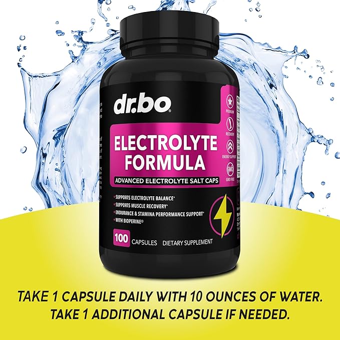 DR. BO Electrolyte Pills Salt Capsules & Zinc - Electrolytes Tablets with Potassium, Magnesium, Sodium, Chloride, Calcium Salts Supplements - Zinc Supplements 50mg Tablets Supplement Oxide Citrate