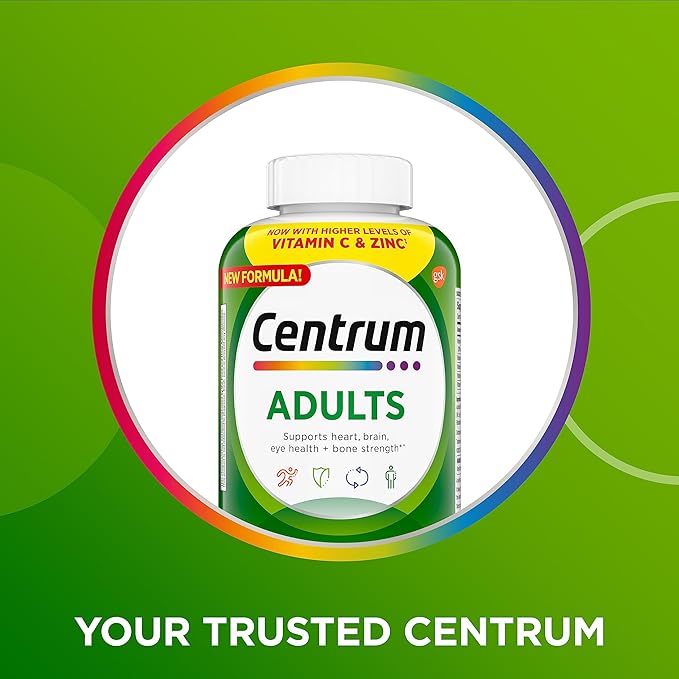 Centrum Adult Multivitamin/Multimineral Supplement with Antioxidants, Zinc, Vitamin D3 and B Vitamins, Gluten Free, Non-GMO Ingredients - 200 Count (Pack of 2)