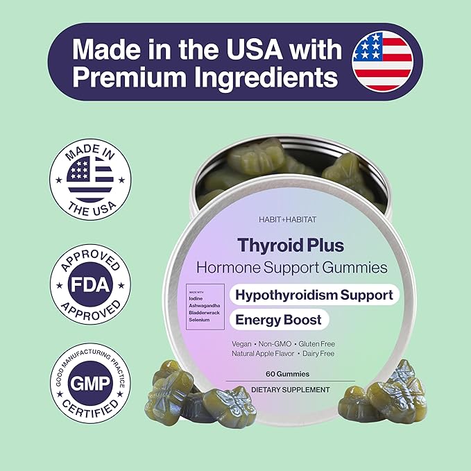 Thyroid Plus Gummies - Ashwaganda, Iodine, Bladderwrack, Kelp, and Schisandra