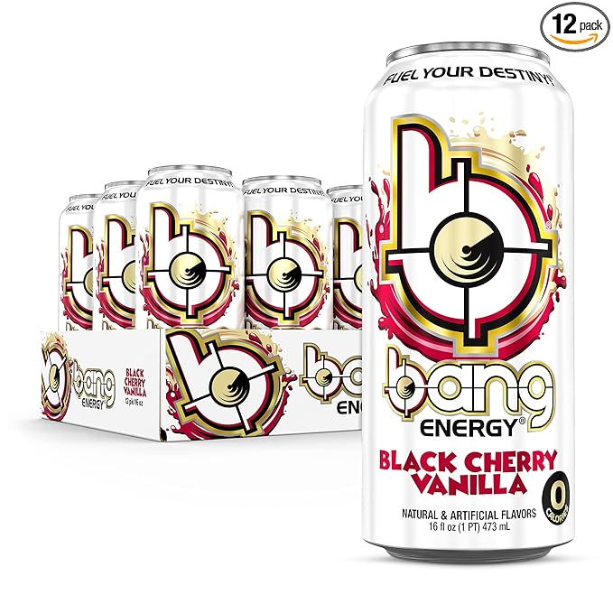 Bang Energy Black Cherry Vanilla, Sugar-Free Energy Drink, 16-Ounce (Pack of 12)