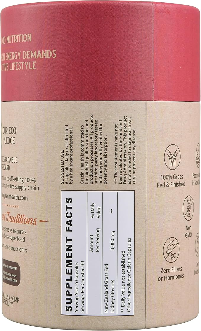 Grass Fed Bovine Kidney: 3000 Mg per Serving (30 Servings)