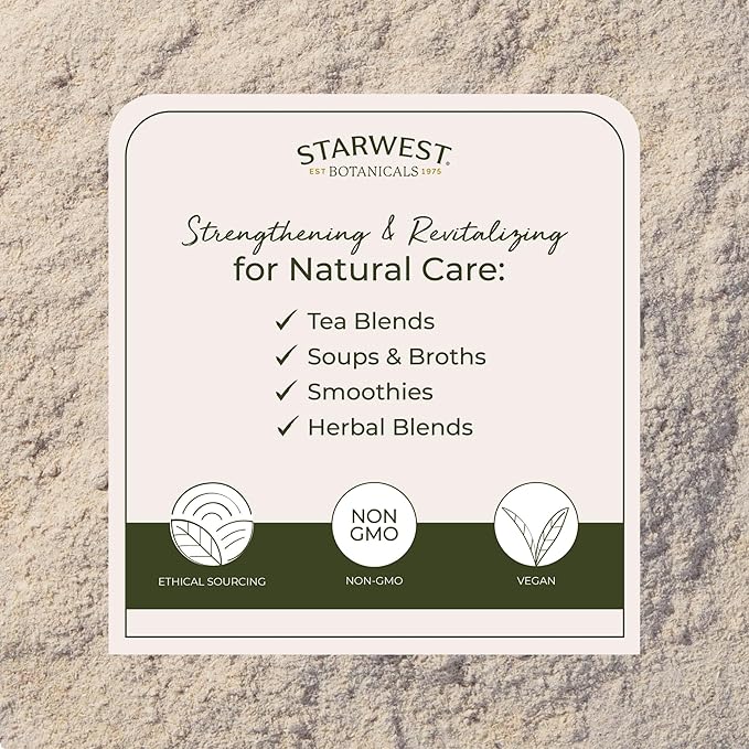 Starwest Botanicals Astragalus Root Powder - Dried Herb for Tea, Natural Immune Support, Promotes Wellness, Certified Kosher, Non-GMO - Bulk 1 lb Bag