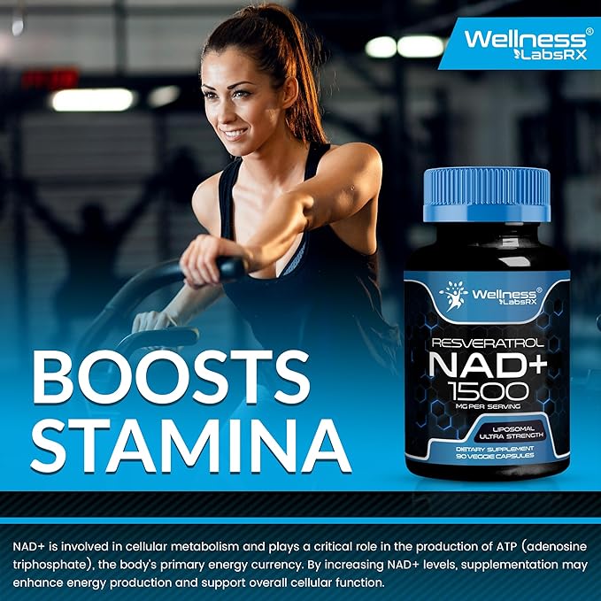 NAD Supplement, 1500mg - Liposomal NAD+ Supplement with Resveratrol, NAD Plus Boosting - Support Cellular Health, Stamina & Healthy Aging - Ultra Strength Capsules, USA Made - 3 Pack