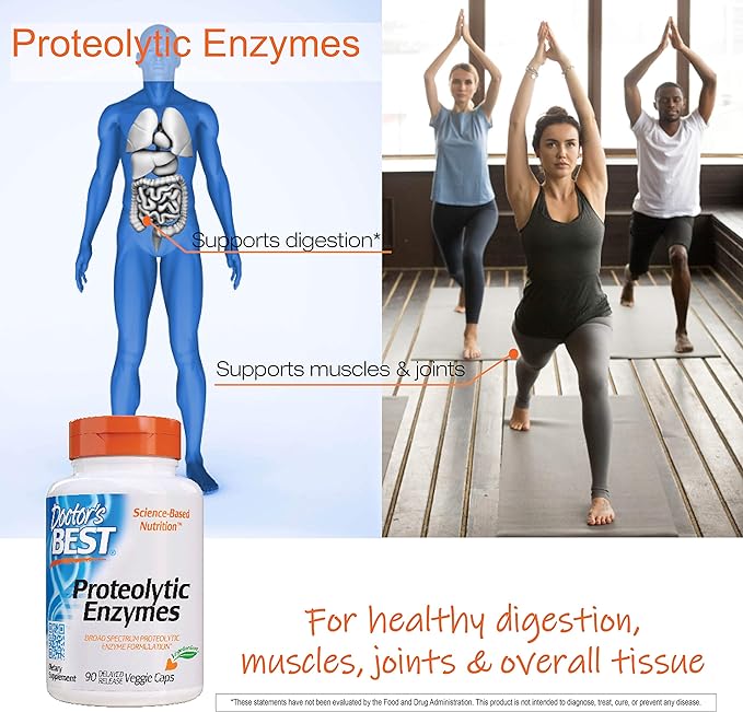 Doctors Best Proteolytic Enzymes, Broad Spectrum Proteolytic Enzyme Formulation, Non-GMO, Vegetarian 90 Delayed Release Veggie Caps