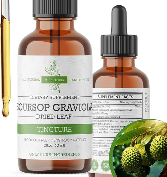 Organic Soursop Extract – Graviola Drops – Soursop Bitters Liquid – Soursop Tincture – Herbal Soursop Liquid Supplement – 2 fl oz