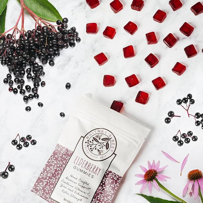 Whitney's Best Elderberry Gummies 30ct, Pure Elderberry, Immune Support Supplement with Vitamin C, Zinc, and Echinacea for Adults & Kids, No Preservatives, Dyes or Gelatins, Vegan