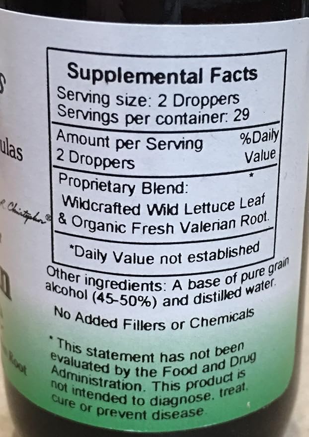 Valerian Nerve Formula (Wild Lettuce & Valerian Extract) Dr. Christopher 2 oz Liquid