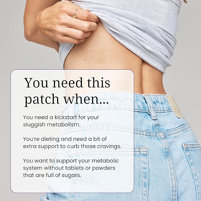 Metabolise Patches | 30 Topical Patches | Waterproof | Ingredients Including 5HTP, Guarana Extract, L- carnitine and Lecithin | Lasts 12-24 Hours
