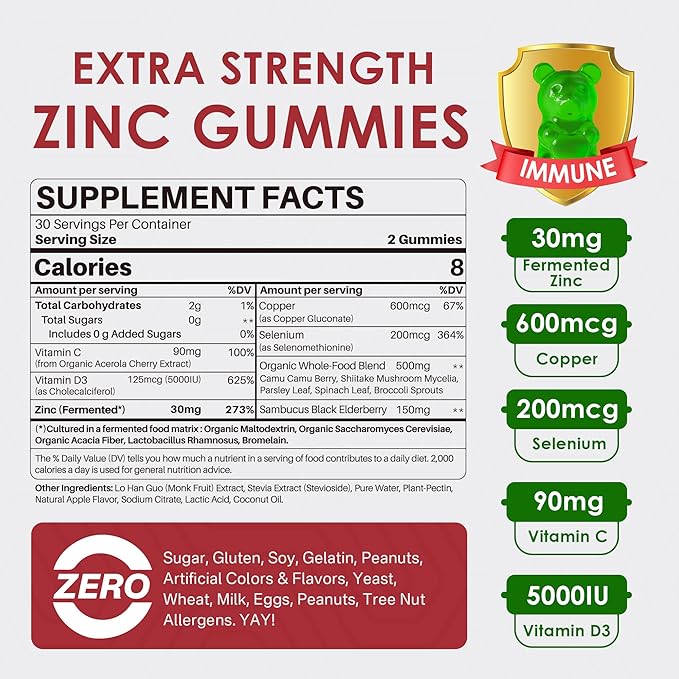 Sugar Free Zinc Gummies 2 Pack + Glucosamine Chondroitin Gummies 2 Pack
