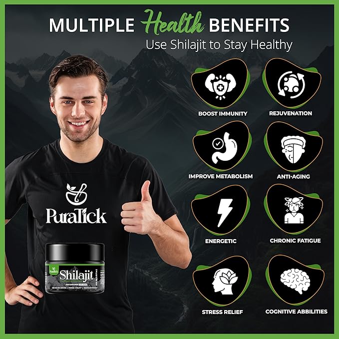 Shilajit Resin Organic 30g | 500mg A+ Grade Pure Himalayan Shilajit Supplement Contains Fulvic Acid & 85+ Trace Minerals | 100% Pure Natural Blend for Boost Energy, Immunity, Brain Power - 30 Grams