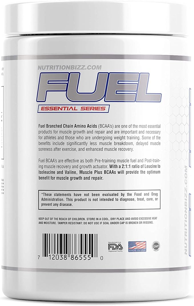 Fuel 2:1:1 BCAA Powder, 5 Grams of BCAAs Amino Acids, Post Workout Recovery Drink for Muscle Building, Recovery, and Endurance, 30 Servings (Watermelon)