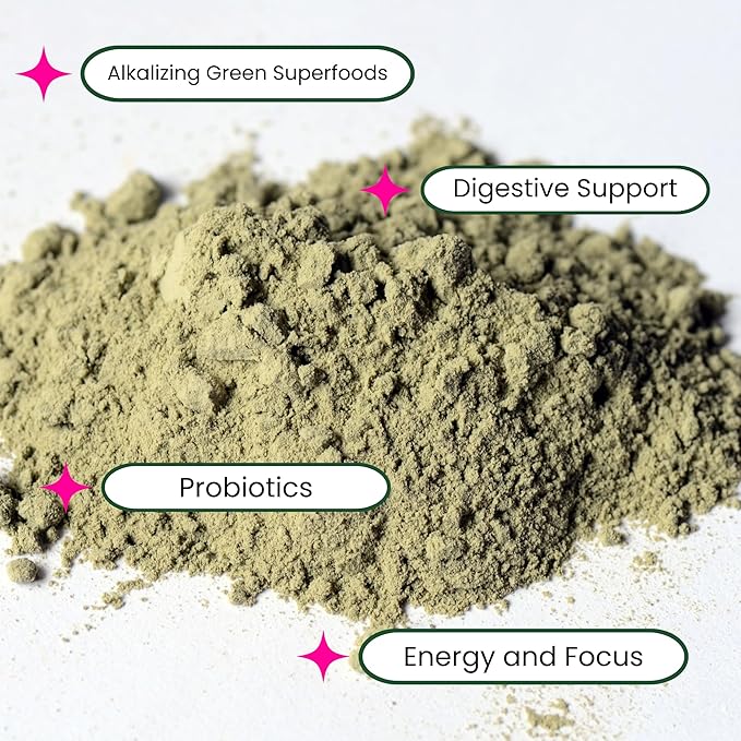 Olea Supercharge Greens Powder, Superfood Blend with Spirulina, Chlorella, Barley & Wheat Grass, 10 Billion CFU Probiotics & Digestive Enzymes for Energy, Detox, & Gut Health – Elderberry
