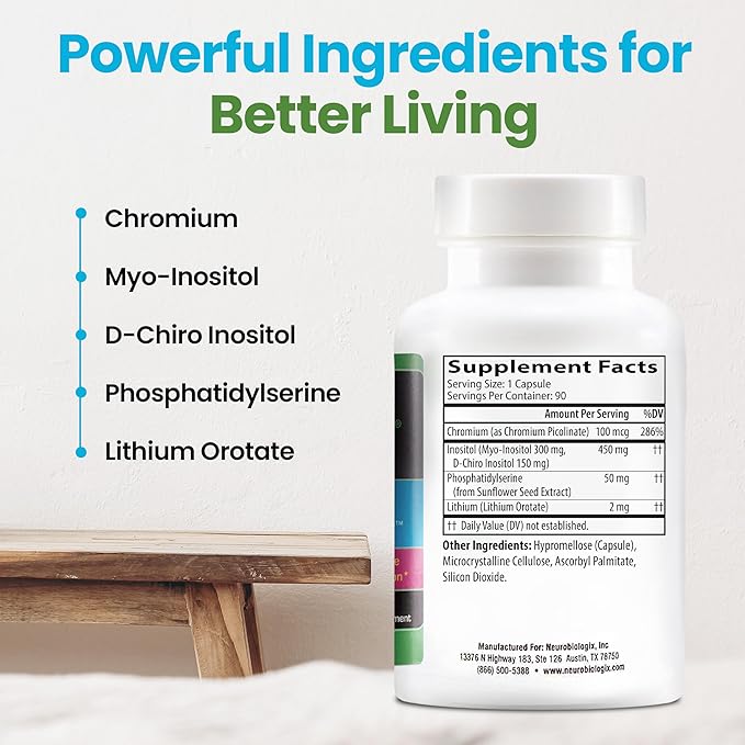 Metabolic Stimulator Metabolism Supplement - Dietary Supplement with D-Chiro Inositol, MyoInositol, Chromium, Phosphatidylserine, & Lithium Orotate for Cellular Energy & Support - 90 Capsules