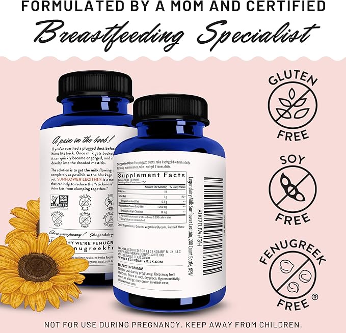 Legendairy Milk Sunflower Lecithin + Cash Cow, Breastfeeding Supplements for Milk Supply Increase and Clogged Milk Ducts - Lactation Support for Breast Milk Production, Fenugreek Free