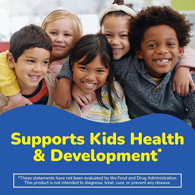 L’il Critters Gummy Vites No Sugar Added Daily Gummy Multivitamin for Ages 2+ Toddlers & Kids, Vitamin C, D3 for Immune, Strawberry and Orange Flavors, 100 Gummies