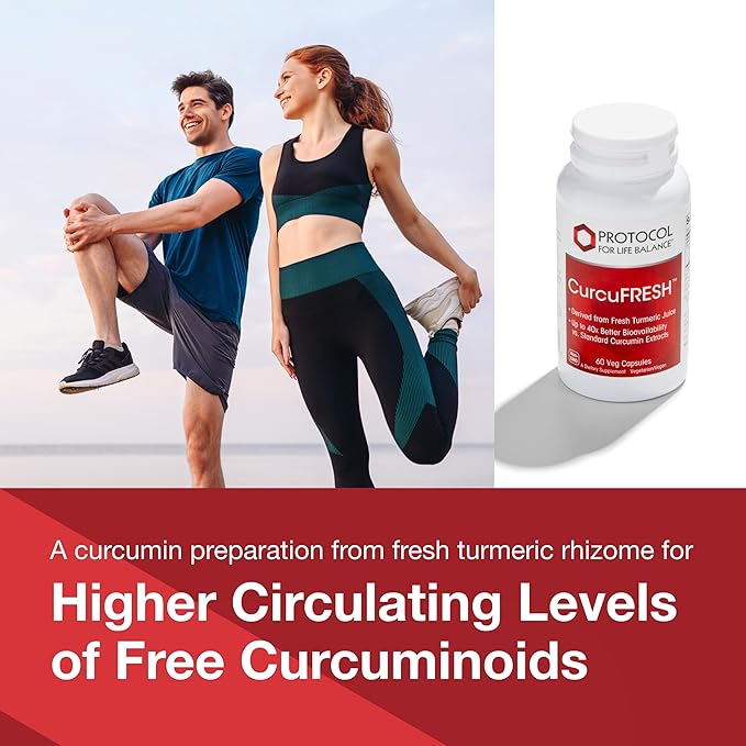 PROTOCOL FOR LIFE BALANCE CurcuFresh - 40x Absorption - Turmeric Juice Powder - with Curcuminoids - from Curcuma Longa - Vegan & Non-GMO - 60 Veg Capsules