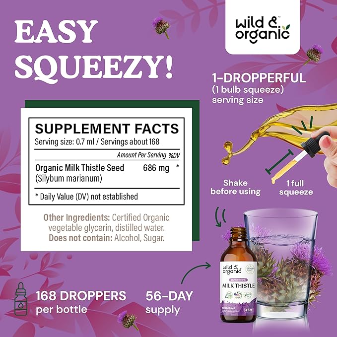 Wild & Organic Cleavers Tincture 4 fl oz & Milk Thistle Tincture 4 fl oz