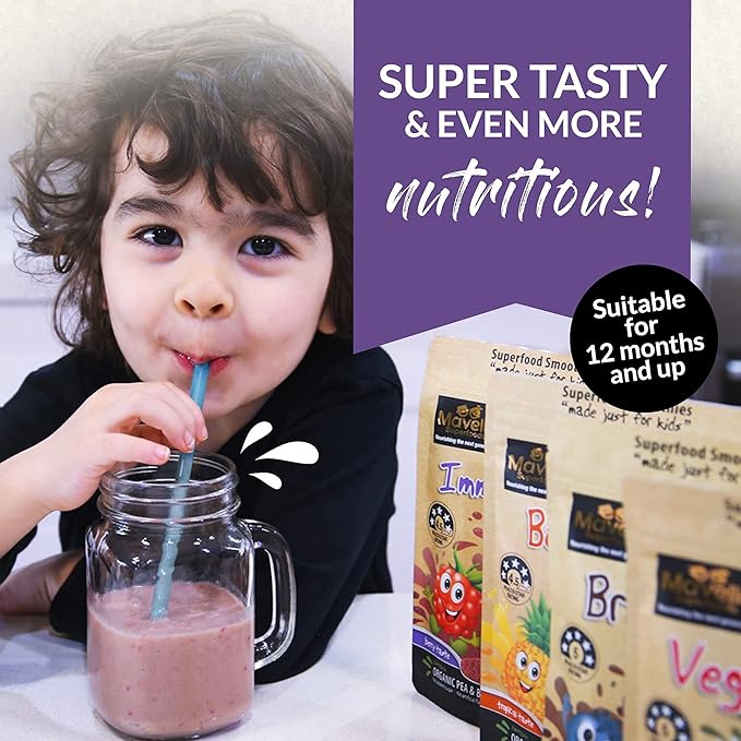 Kids Immune Support Powder - Immune System Support with Vitamin C A + E, Magnesium & Probiotics for with 9 Superberries - Berry Taste Immunity Gummies Alternative 8.82oz (250g)