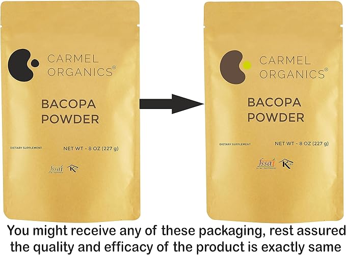CARMEL ORGANICS Bacopa Monnieri/Brahmi Powder | 8 Ounce or 0.5 Lb/ 227 Grams(Pack of 1) | Natural and Pure Bacopa Powder Non-GMO | No Added Preservative