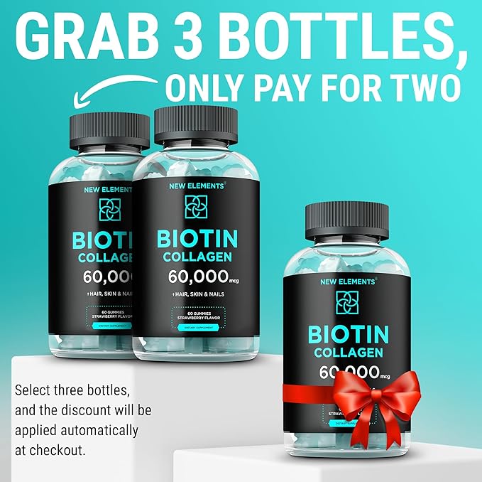 Biotin & Collagen Peptides Gummies - 50,000mcg Collagen + 10,000mcg Biotin | Hair, Skin & Nails Support for Men & Women | Hair Growth, Glowing Skin & Strong Nails | Non-GMO, Chewable, Great-Tasting