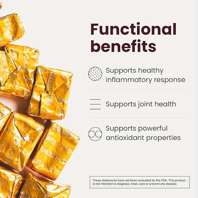 HumanN Turmeric Chews Supplement – Clinically Studied High Absorption Curcumin Complex - Orange Citrus Flavor – from SuperBeets Makers – Joint Health – 30 Count