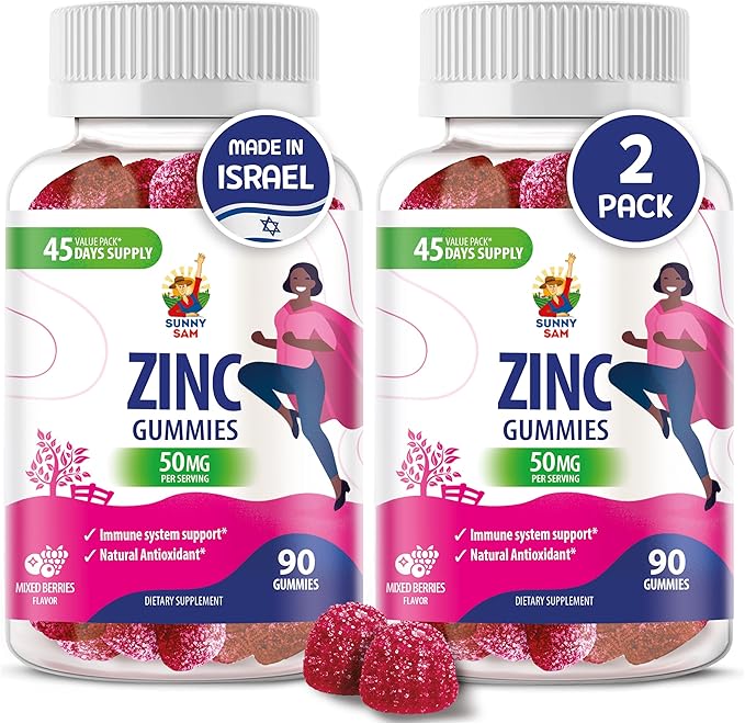 Zinc Gummies for Adults - Zinc Chewable Gummy for Immune Support - Powerful Natural Antioxidant Non-GMO Supplement for Children Men Woman Adults