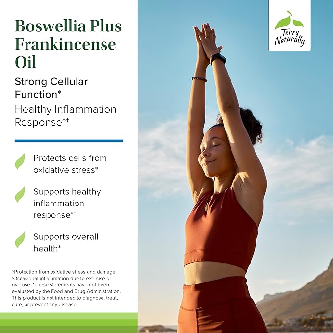Terry Naturally Boswellia Plus Frankincense Oil - Joint Support Supplement to Support Mobility & Joint Comfort - Support Cellular Health with Boswellia & Frankincense Oil - 60 Softgels (Pack of 2)