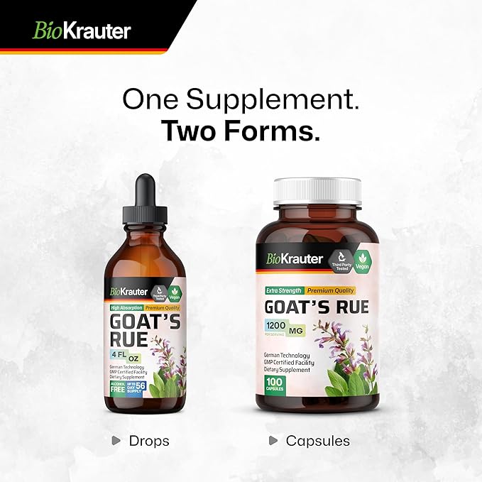 BIO KRAUTER Goats Rue Lactation Support Capsules 1200 mg - 100 Count - Goats Rue Capsules - Natural Breastfeeding Supplements