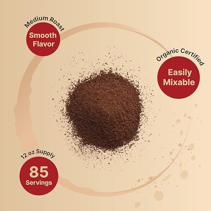 Organic Mushroom Coffee with MCT Oil, 12oz (85 Servings) | 10 in 1 Adaptogenic Mushrooms – Lions Mane, Shiitake, Reishi & More – Energy, Immune Booster & Brain Health Support – No Fillers