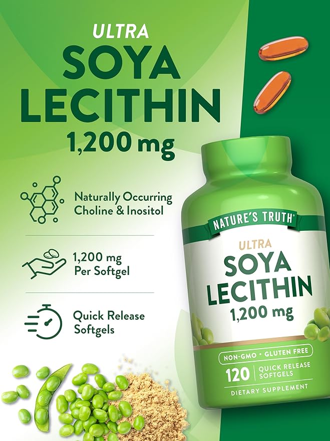 Nature's Truth Ultra Soy Lecithin 1200 mg | 120 Softgels | Non-GMO, Gluten Free Supplement