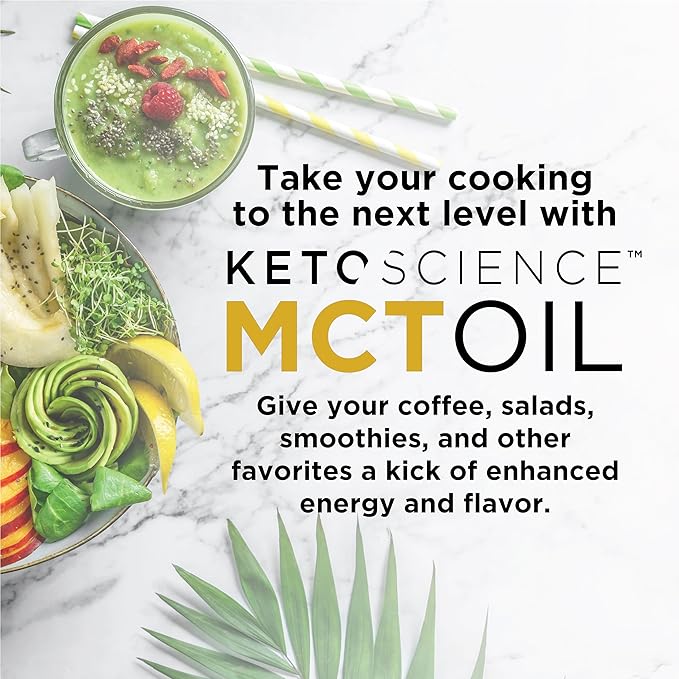 KETO SCIENCE Ketogenic MCT Oil, Dietary Supplement, Made from 100% Coconuts, Promotes Energy, Unflavored, 15 Fl Oz