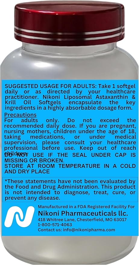 Liposomal Astaxanthin 24mg with Kril Oil 500mg Supplement (240 Softgelss)