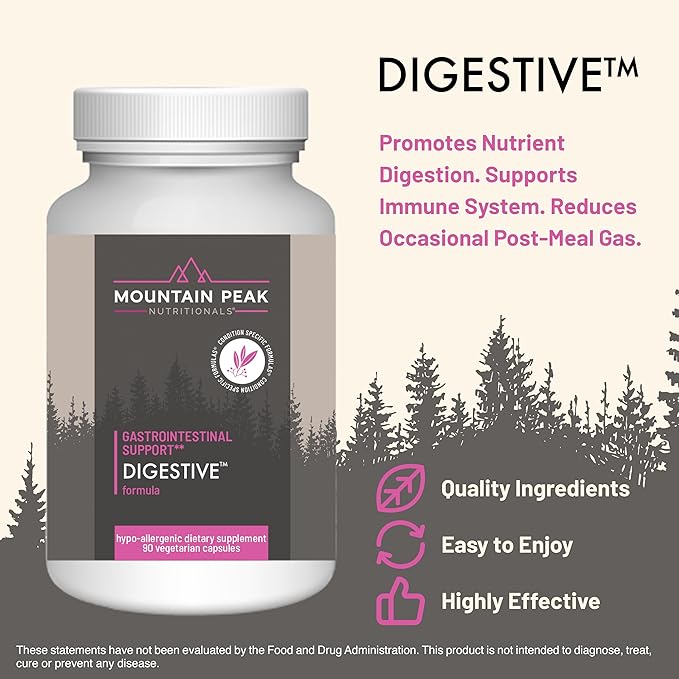 Mountain Peak Nutritionals Digestive – Probiotics for Gut Health & Bloating Relief - 1.5 Billion CFU* - Gastrointestinal Support w/Enzymes - Hypoallergenic Dietary Supplement (90 Capsules)