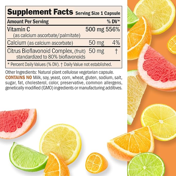 ANDREW LESSMAN Vitamin C 500 Complex 360 Capsules - Non-Acidic Vitamin C Plus Citrus Bioflavonoids for Immune System and Anti-Oxidant Support, No Stomach Upset, Small Easy to Swallow Capsules