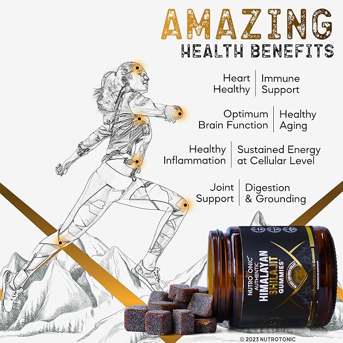 NutroTonic® Authentic Himalayan SHILAJIT® Gummies | Organic Pomegranate & Vanilla Flavored | Cellular Energy & Hormonal Balance | 30 Gummies