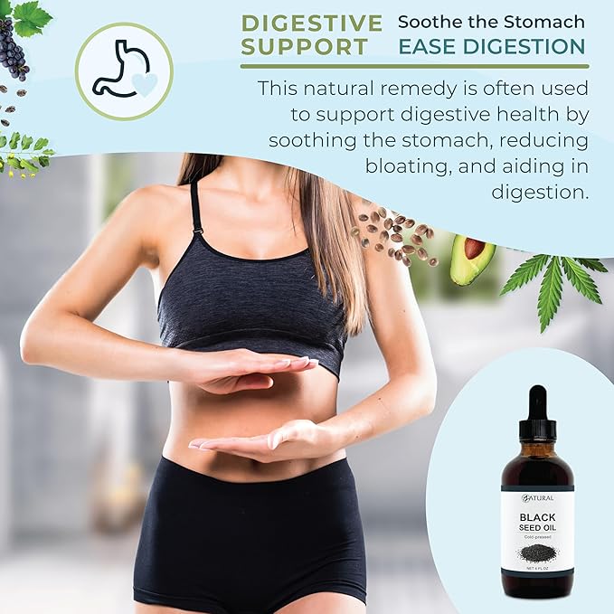 Zatural Black Seed Oil Nigella Sativa Cold Pressed Cumin Oil Digestion, Skin, Brain, Immune, Joints & More (4 Fl Oz)