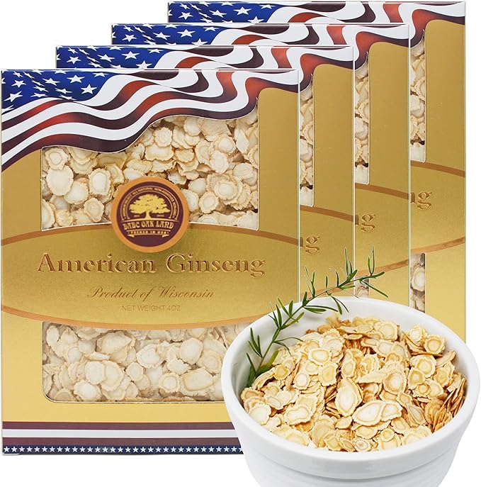 American Ginseng Slices from Wisconsin (Sliced Ginseng Root)Wisconsin Grown!Most People Use It to Make Ginseng Tea! Good for Health! (American Ginseng Slices (Small Round), 4 Boxes of 1 Pound)