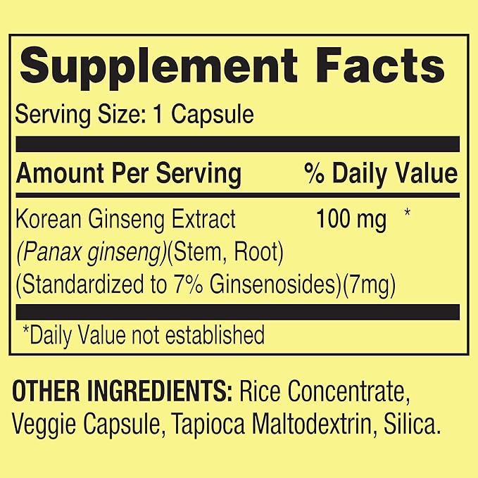Convergence Korean Panax Ginseng Vegetarian Capsules, 100 mg, 60 Count