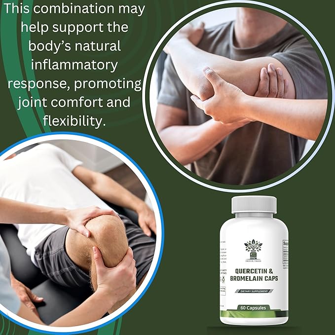 Quercetin with Bromelain Supplement - 60 Capsules Quercetin 1000mg, Bromelain Powder 200mg, Non-GMO, Vegan, Gluten Free Respiratory Health & Immune Support Supplement.