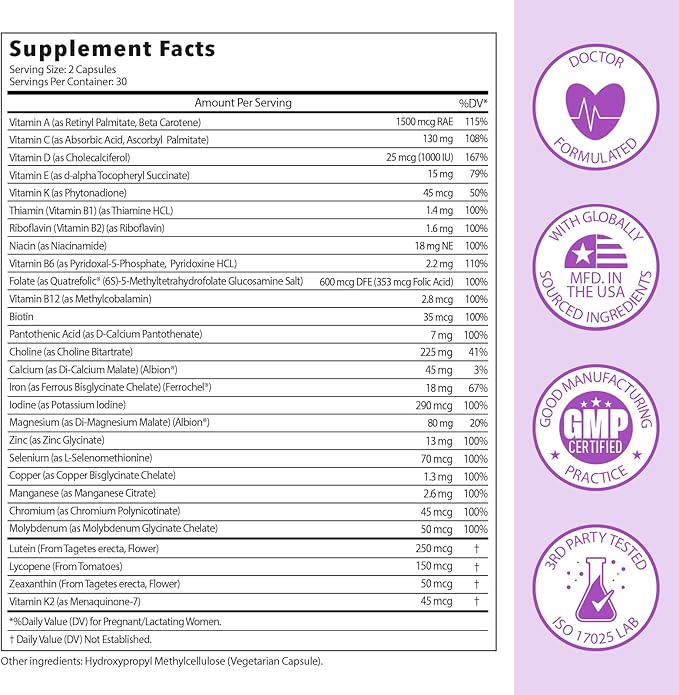 Premom Prenatal Vitamins for Women & Prenatal DHA Fish Oil - Conception for Her Multivitamin: 27 Nutrients + Triglyceride Omega 3 with 470mg DHA - Fertility Support for Women