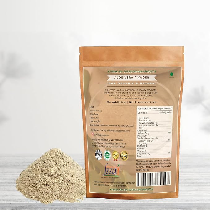 Aloe Vera Powder | Aloe barbadensis | Hair Care, Skin Care, and Natural Remedies (17.7 OZ | 500 gm)
