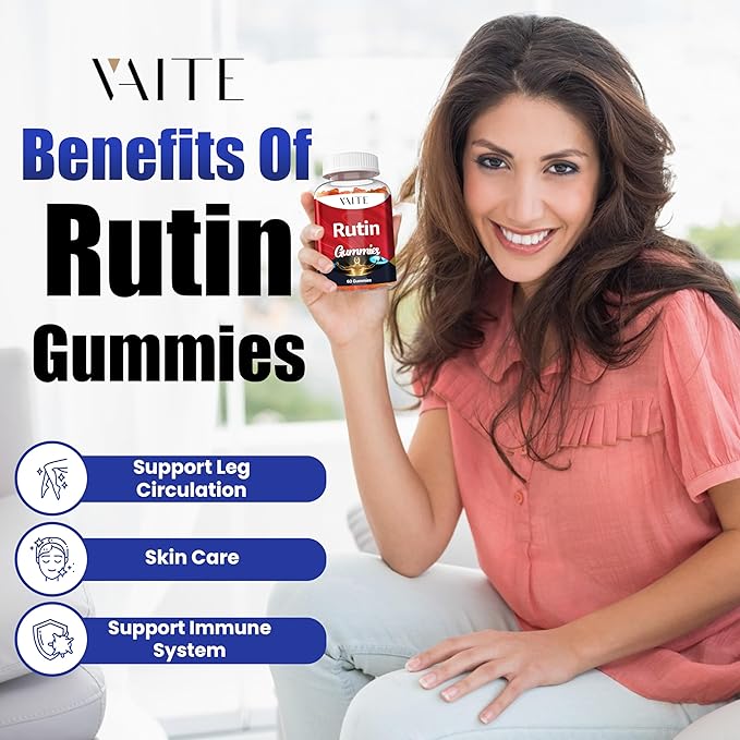 Rutin Supplement 500mg - Sophora Japonica Extract with Bioflavonoids - Antioxidant & Wellness Chewables for Daily Use - Plant-Based Flavonoid Complex - Supports General Well-Being - 60 Vegan Gummies