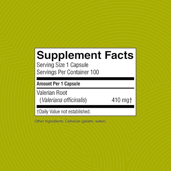 Nature's Sunshine Valerian Root, 100 Capsules | Herbal Supplement Promotes Relaxation, Supports Sleep, and Delivers Natural Nervous System Support