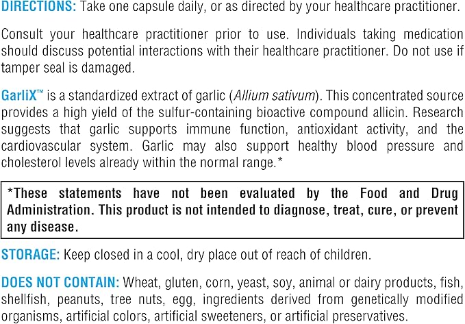 XYMOGEN GarliX - Ultra-Concentrated Garlic Supplement with Allicin + Alliin to Support Antioxidant Activity, Cardiovascular + Immune Health (90 Capsules)