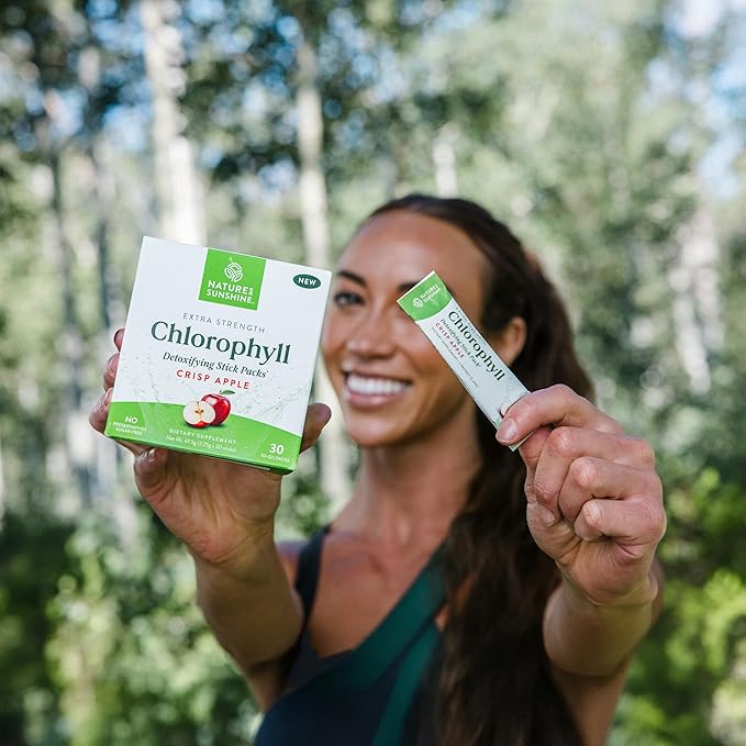 Nature's Sunshine Chlorophyll Stick Packs: Supercharge Your Detox and Boost Gut Health in Convenient, Delicious Stick Packs (Crisp Apple)
