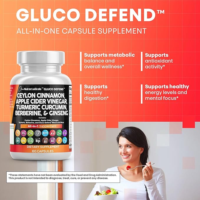 Clean Nutraceuticals Ceylon Cinnamon Turmeric Apple Cider Vinegar Ginseng Berberine Plus Bitter Melon Gymnema Milk Thistle Fenugreek