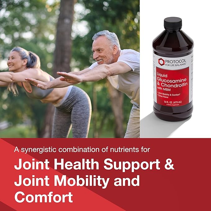 PROTOCOL FOR LIFE BALANCE Liquid Glucosamine & Chondroitin with MSM - Joint Support - Chondroitin MSM Supplement - Egg Free & Dairy Free - 16 fl oz